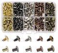 JOZAMER 125 Sets Chicago Screws in 5 Colors (Gold, Bronze, Silver, Antique Copper, & Gun Metal)—8mm×8mm Screw Rivets for Leather, DIY, Handbags, Belts, Watches, Binding, Photo Albums, & Shoes Condition-New