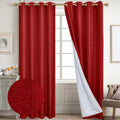 Diraysid 100% Blackout Curtains Red Linen Curtains for Bedroom Grommet Thermal Insulated Room Darkening Drapes (2 Panels, W52 x L95 Inch)