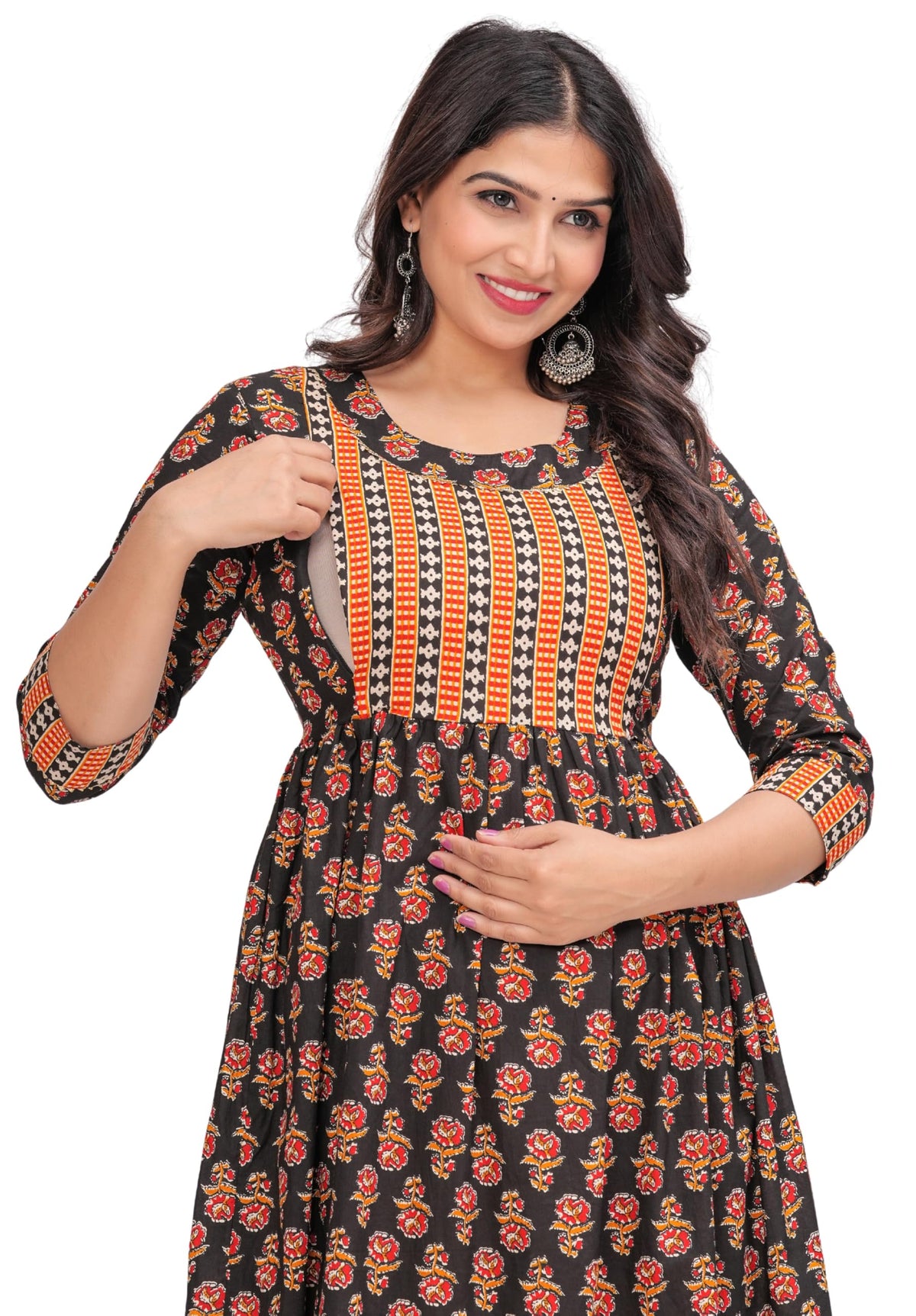 Jikonet WomenS Maternity Kurti For Feeding Zippers  (Zed Black  Medium)
