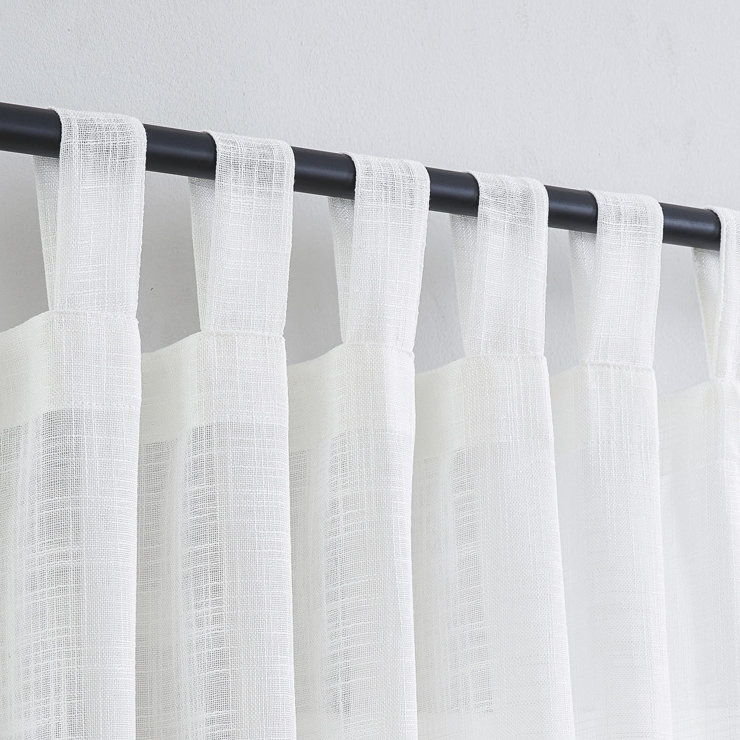 VOILYBIRD Living Room Linen Curtains Tab Top Window Treatment Panel Drapes Extra Long W52 x L108  Off White