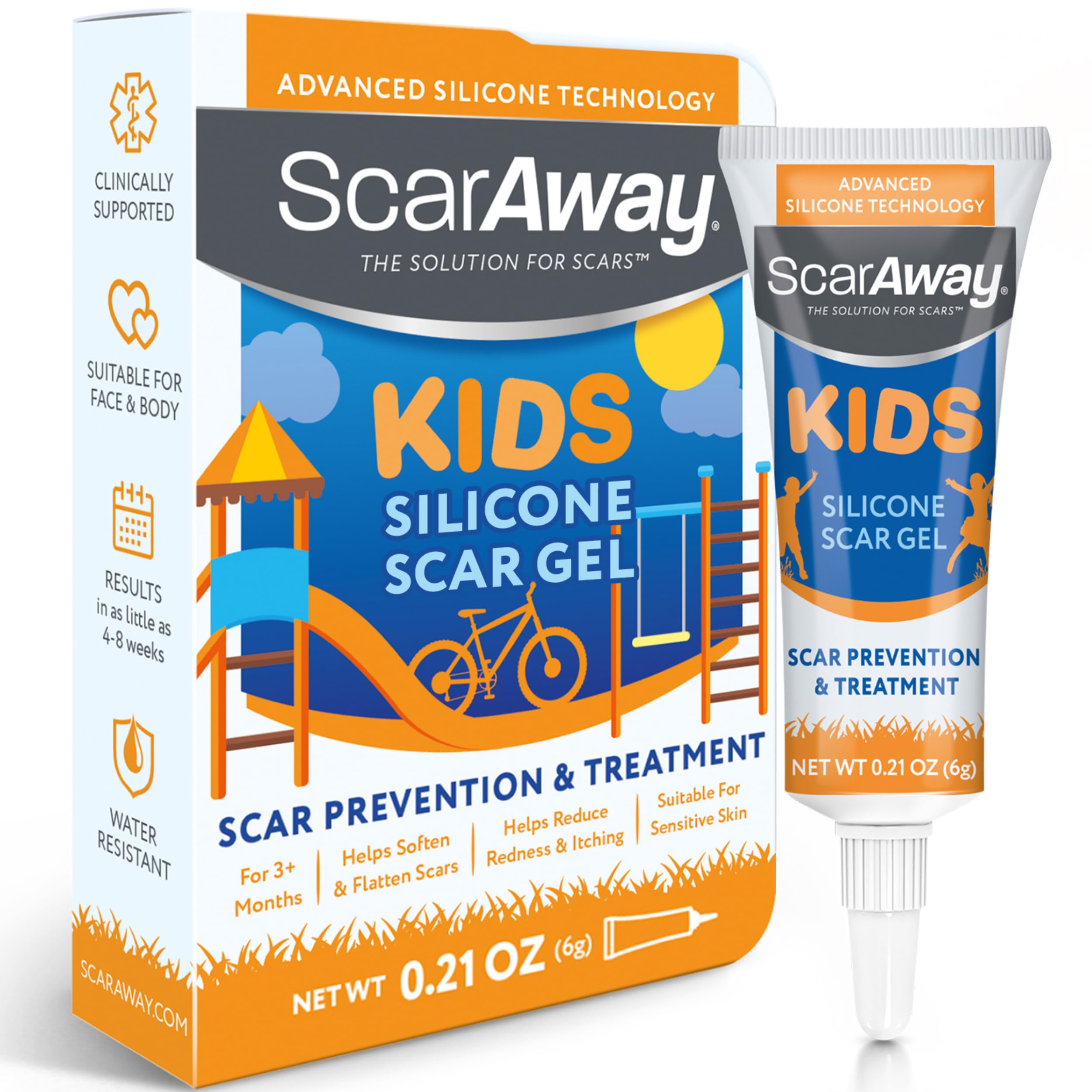 ScarAway Kids Scar Gel, Medical-Grade Silicone Scar Gel, Clear, 6g