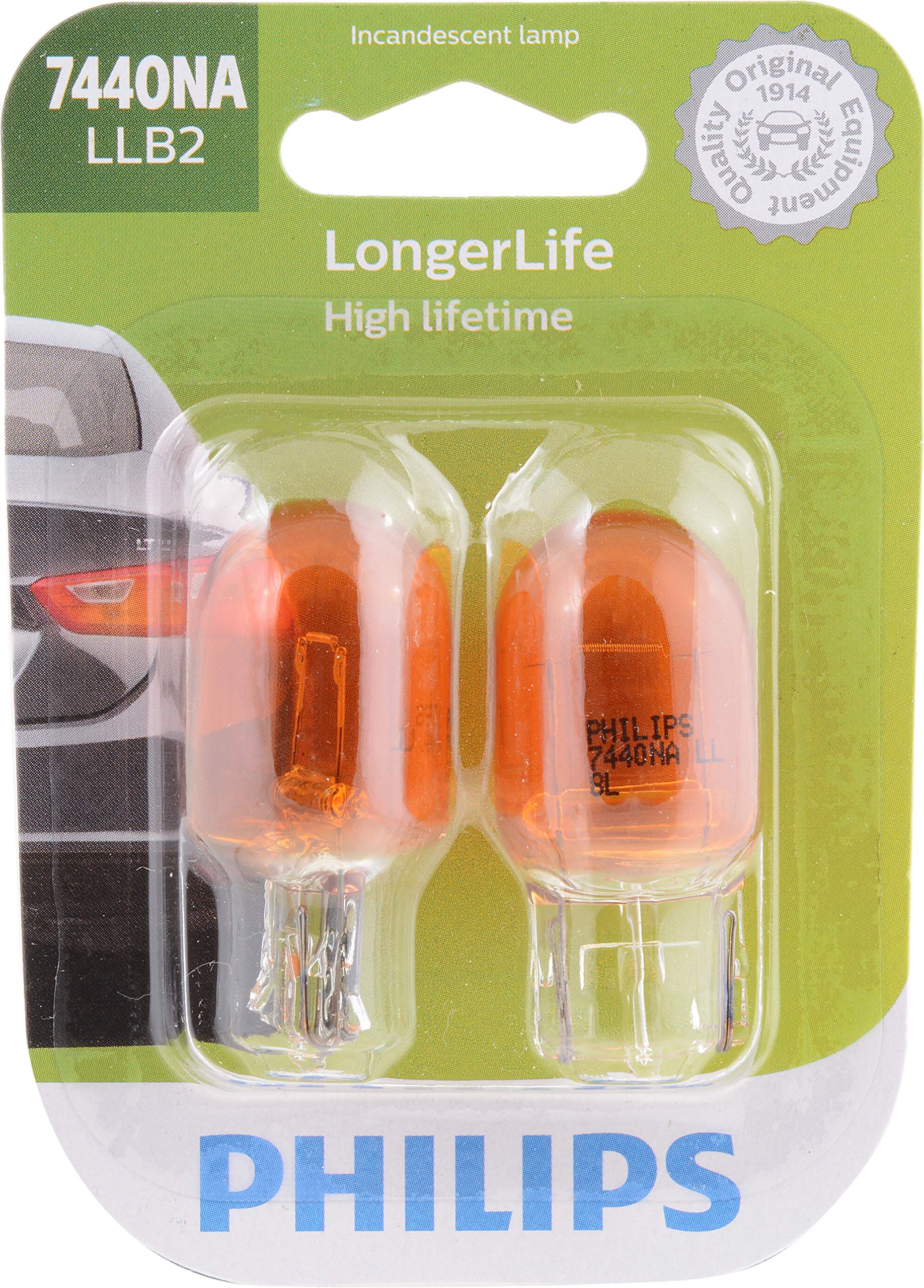 Philips 7440NA LongerLife Miniature Bulb, 2 Count (Pack of 1) Condition-New