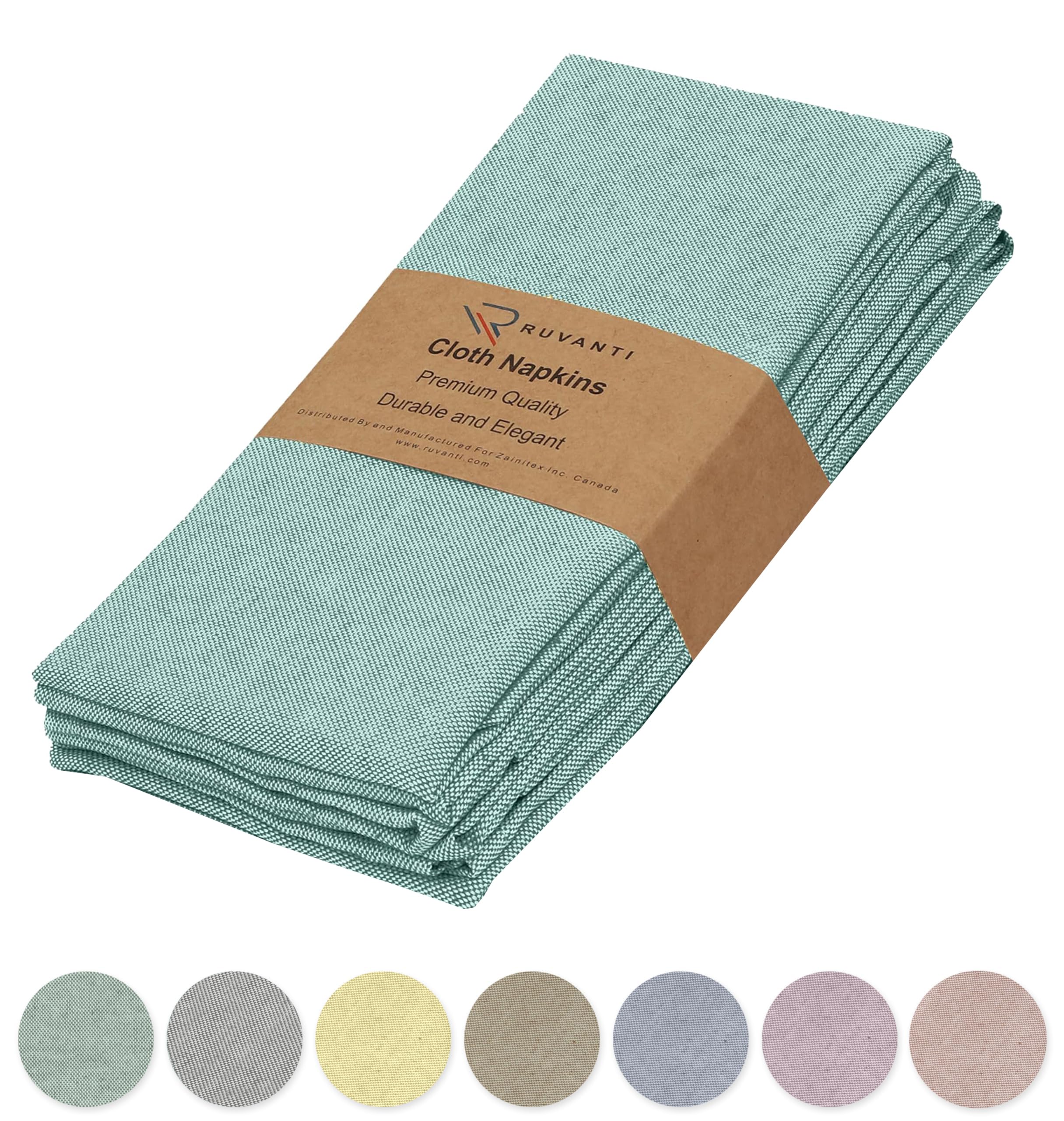 RUVANTI Cloth Napkins Set of 6  18x18 Reusable Napkins Cloth Washable  Soft & Durable Table Napkins  Poly Cotton Fabric Dinner Napkins for Parties  Christmas  Thanksgiving  Weddings - Teal