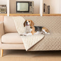 gogobunny 100% Double Sided Waterproof Dog Blanket Soft Bed Pet Cover Reversible Protect Furniture Couch Sofa Car for Puppy Cat Kids (Dark Beige/Light Beige  52x82 Inch (Pack of 1))