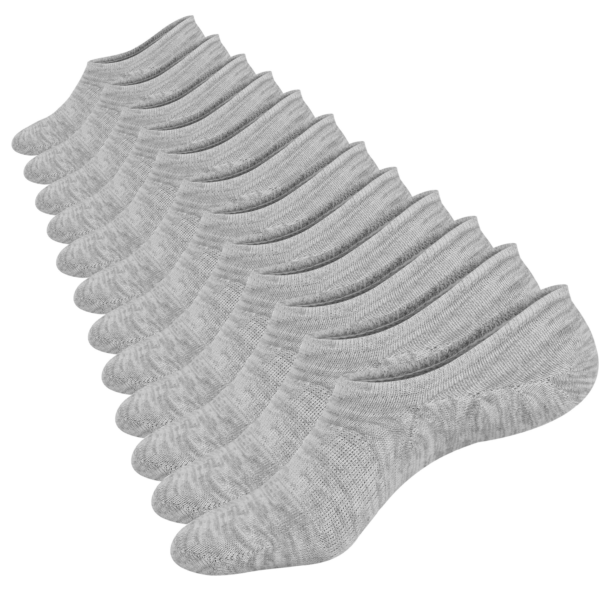 Mottee&Zconia Mens&Womens No Show Socks Low Cut Casual Invisible No See Athletic Sock Non-Slide 6 Pairs Grey