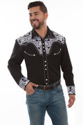 FLORAL TOOLED EMBROIDERY SHIRT-New