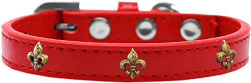 Mirage Pet Products Bronze Fleur De Lis Widget Dog Collar, Size 10, Red Refurbished