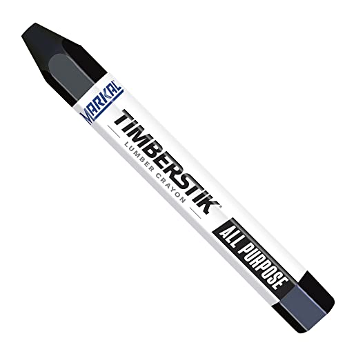 Markal 200 Lumber Crayon Economical Wax Based Marker, 1/2 Hex, 4-5/8 Length, Black (Pack of 12)