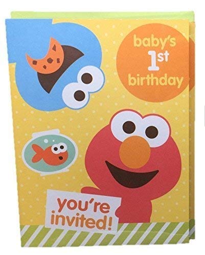 Sesame Street Babys 1St Birthday Party Invitations Elmo 10 Cards Refurbished