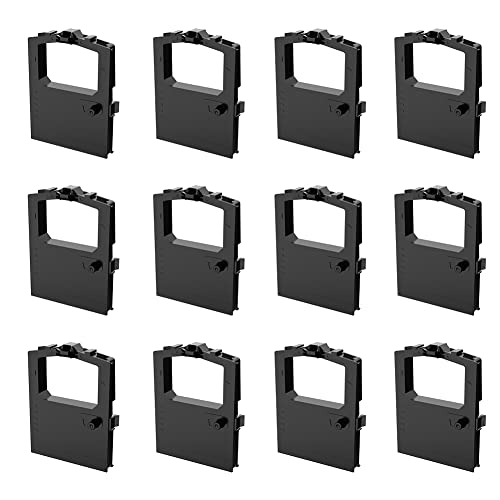 12-Pack Compatible Printer Ribbon Cartridge Replacements for Okidata 52102001 Used for Microline 320 321 Turbo Printers, Microline 100 Series Refurbished