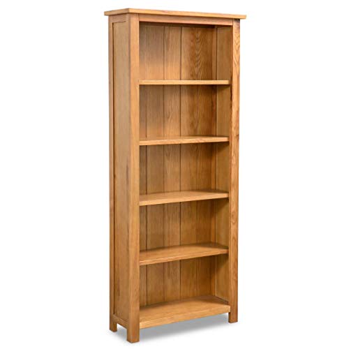 VidaXL 5-Tier Bookcase 23.6x8.9x55.1 Solid Oak Wood