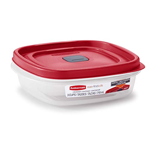 Rubbermaid Easy Find Lids 3-Cup Food Storage and Organization Container, Racer Red Refurbished